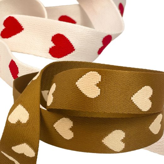Gurtband Herzen 40mm - Meterware