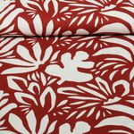 Lin viscose - Fleurs abstraites Beige Rouge