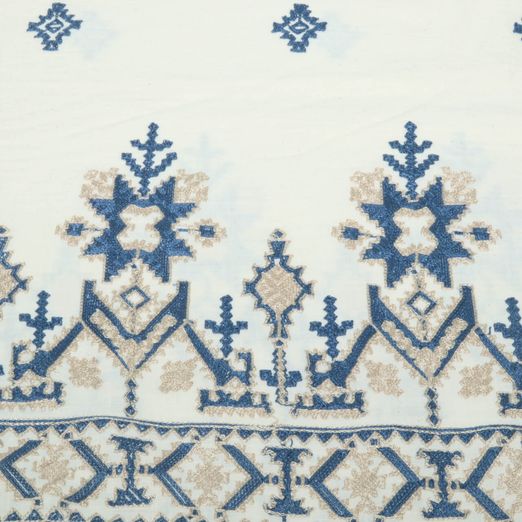 Baumwoll-Webware - Bordürenmix Beige Blau