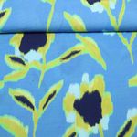 Kleider und Blusenstoff -  Twill Digital Blumen Jeansblau