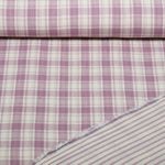 Gaze de coton - Doubleface carreaux rayures Beige Lilas