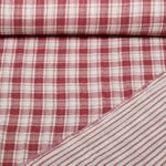 Gaze de coton - Carreaux double face Beige Rouge
