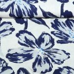 Lin viscose - Impression numérique Grandes fleurs Beige Bleu