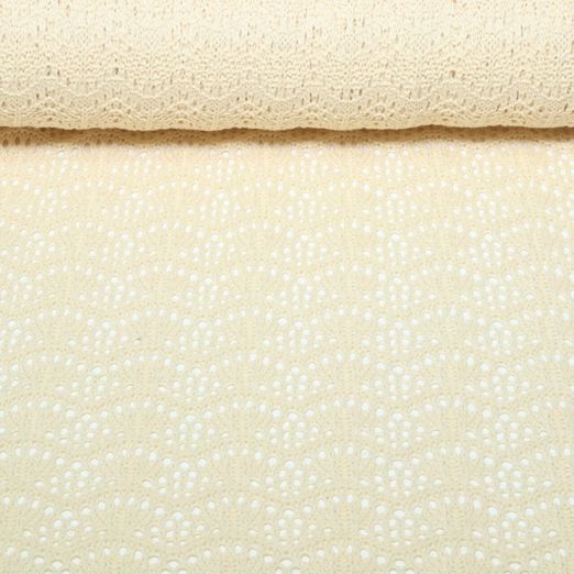 Baumwoll-Strick - Uni Beige Lochstrickerei