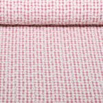 Coton tissé - Carreaux Fleurs brodées Rouge