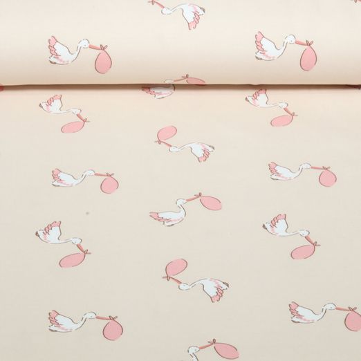Jersey - Störche Beige Rosa