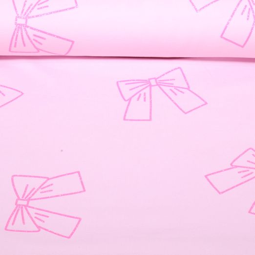 Sommersweat - French Terry Schleifen Glitzer Rosa