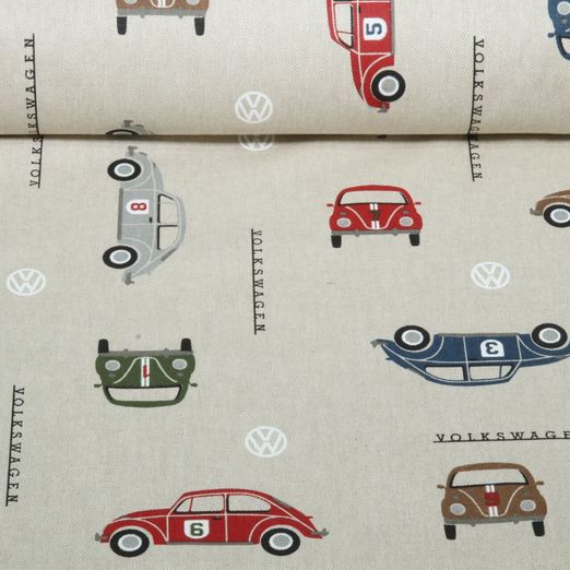Toile canevas - VW Beetle Racing Beige Multicolore aspect lin