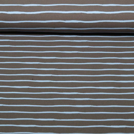 Jersey - rayures Tissu à combiner Taupe Bleu clair