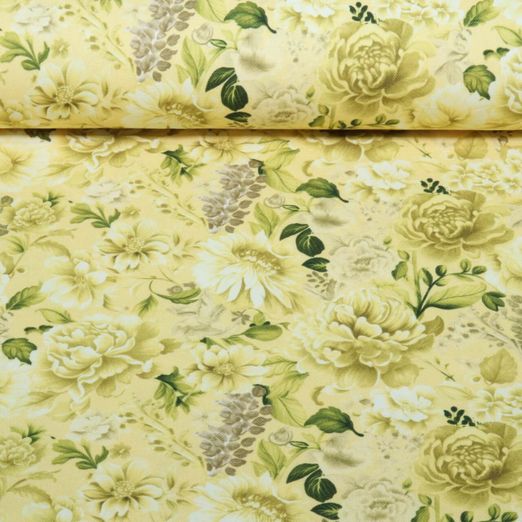 Toile canevas - Impression numérique de fleurs romantiques Jaune