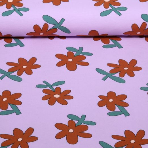 Bio Jersey - Blumen Jennifer Bouron Lavendel