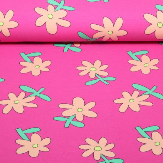 Bio Jersey - Blumen Jennifer Bouron Fuchsia