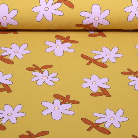 Bio Jersey - Blumen Jennifer Bouron Ocker