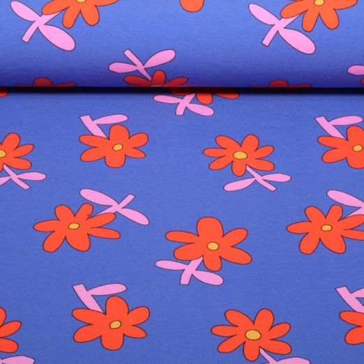 Bio Jersey - Blumen Jennifer Bouron Blau