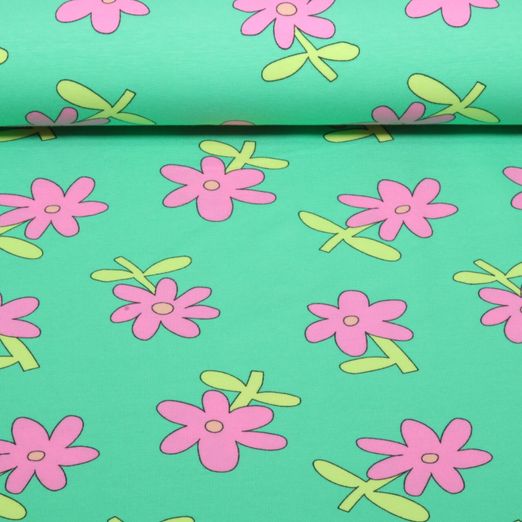 Bio Jersey - Blumen Jennifer Bouron Grün