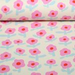 Bio Rippjersey - Blumen Jennifer Bouron Natur Rosa