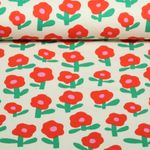 Bio Rippjersey - Blumen Jennifer Bouron Natur Orange