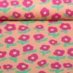 Bio Rippjersey - Blumen Jennifer Bouron Pfirsich