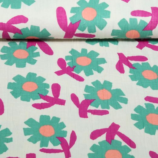 Bio Mousseline - Fleurs Jennifer Bouron Vert