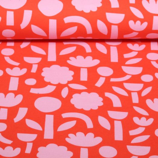 Bio Jersey - Tretris Blumen Jennifer Bouron Orange Bio Jersey - Tretris Blumen Jennifer Bouron Orange