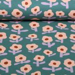 Bio Rippjersey - Blumen Jennifer Bouron Grün