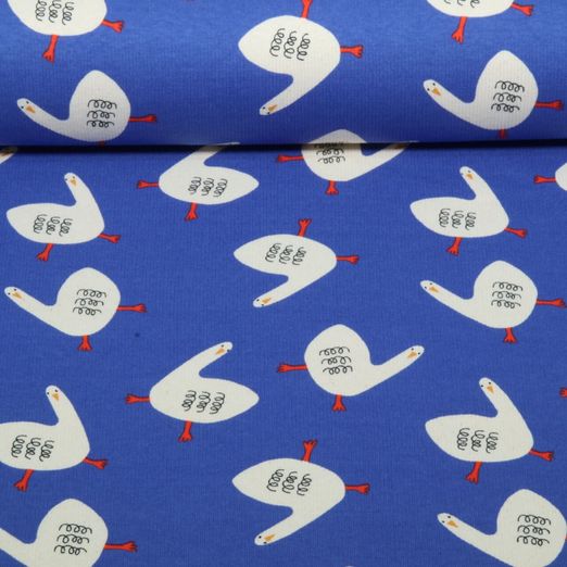 Bio Rippjersey - Gänse Jennifer Bouron Blau