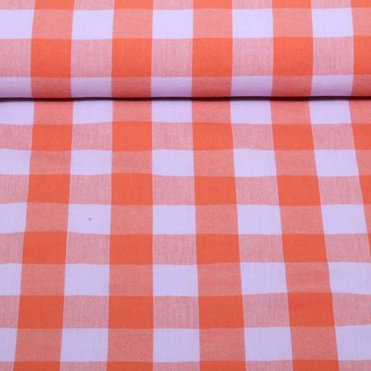 Coton tissé - Carreaux Lavande Orange Teint dans la masse