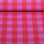 Coton tissé - Carreaux Rouge Fuchsia Teint dans la masse