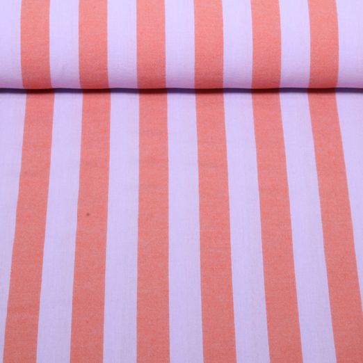 Coton tissé - Rayures Lavande Orange Teint dans la masse