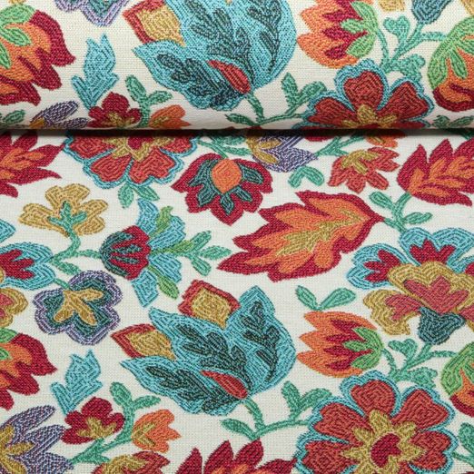 Gobelin - Fleurs multicolores Blanc Multicolore Gobelin - Fleurs multicolores Blanc Multicolore