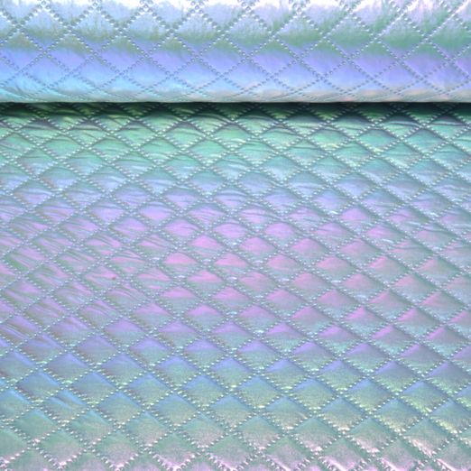 Gesteppter Jackenstoff - Rauten Metallic Silber