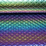 Gesteppter Jackenstoff - Rauten Metallic Regenbogenfarben