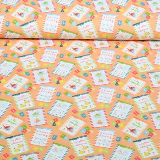 Baumwoll-Popeline - Schulhefte Orange Baumwoll-Popeline - Schulhefte Orange