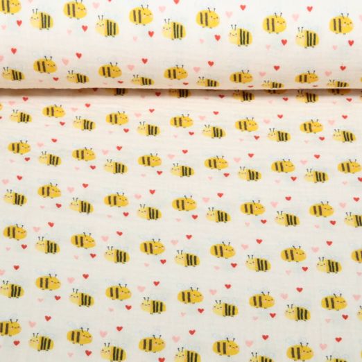 Gaze de coton - Douces abeilles jaune clair