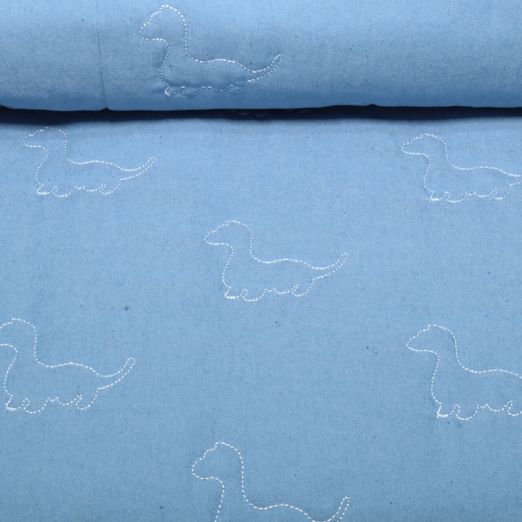 Jeans - Dinos brodés avec dos en non-tissé Bleu clair Jeans - Dinos brodés avec dos en non-tissé Bleu clair
