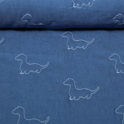 Jeans - Dinos brodés avec dos en non-tissé Bleu moyen Jeans - Dinos brodés avec dos en non-tissé Bleu moyen