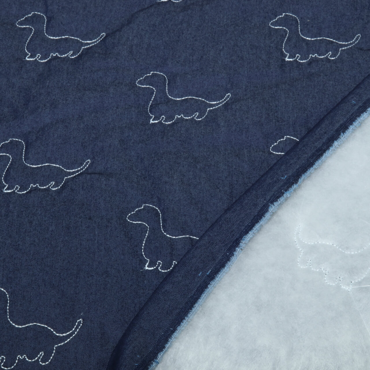 Jeans - Dinos brodés avec dos en non-tissé Bleu foncé-1 Jeans - Dinos brodés avec dos en non-tissé Bleu foncé-1