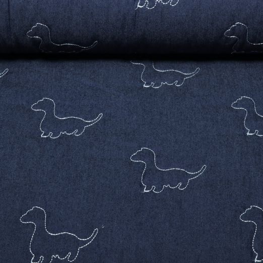 Jeans - Dinos brodés avec dos en non-tissé Bleu foncé Jeans - Dinos brodés avec dos en non-tissé Bleu foncé
