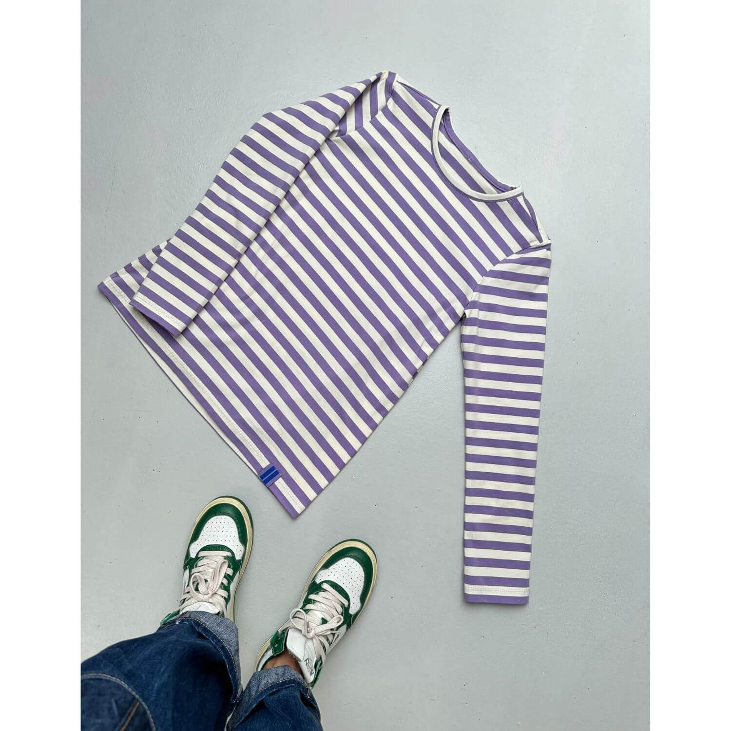 Bio Jersey - Hamburger Liebe Uno Summer Stripes Ecru Lila-2 Bio Jersey - Hamburger Liebe Uno Summer Stripes Ecru Lila-2