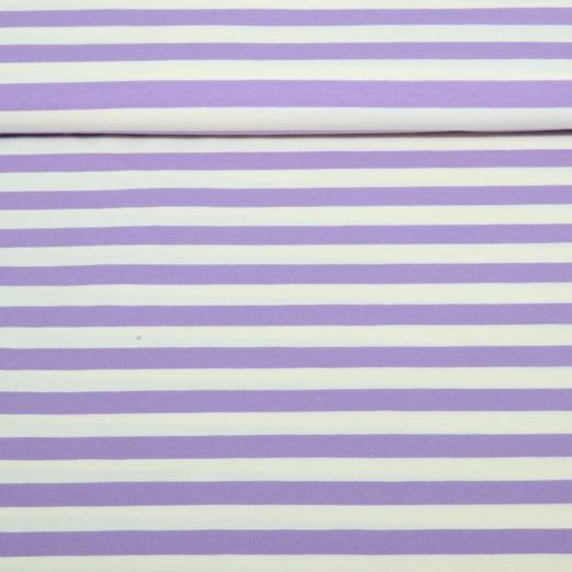 Bio Jersey - Hamburger Liebe Uno Summer Stripes Ecru Lila Bio Jersey - Hamburger Liebe Uno Summer Stripes Ecru Lila