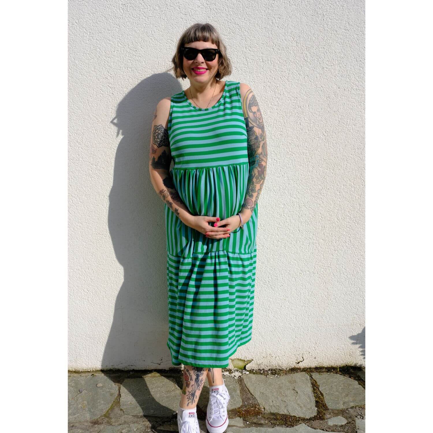 Bio Jersey - Hamburger Liebe Duo Summer Stripes Türkis Grün-1 Bio Jersey - Hamburger Liebe Duo Summer Stripes Türkis Grün-1