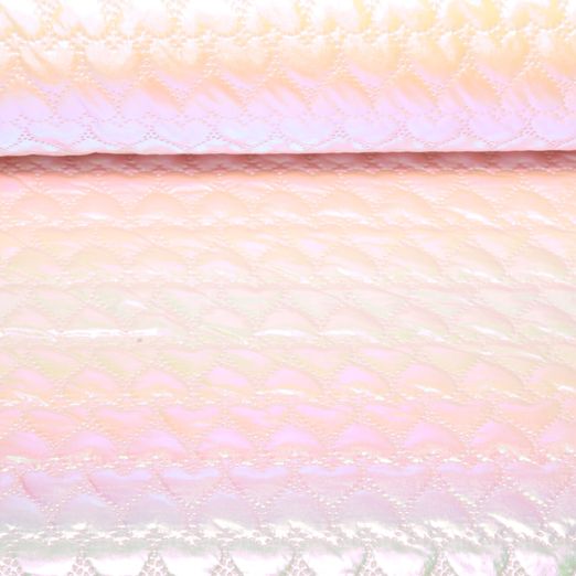 Tissu matelassé pour veste - coeurs rose métallisé Tissu matelassé pour veste - coeurs rose métallisé
