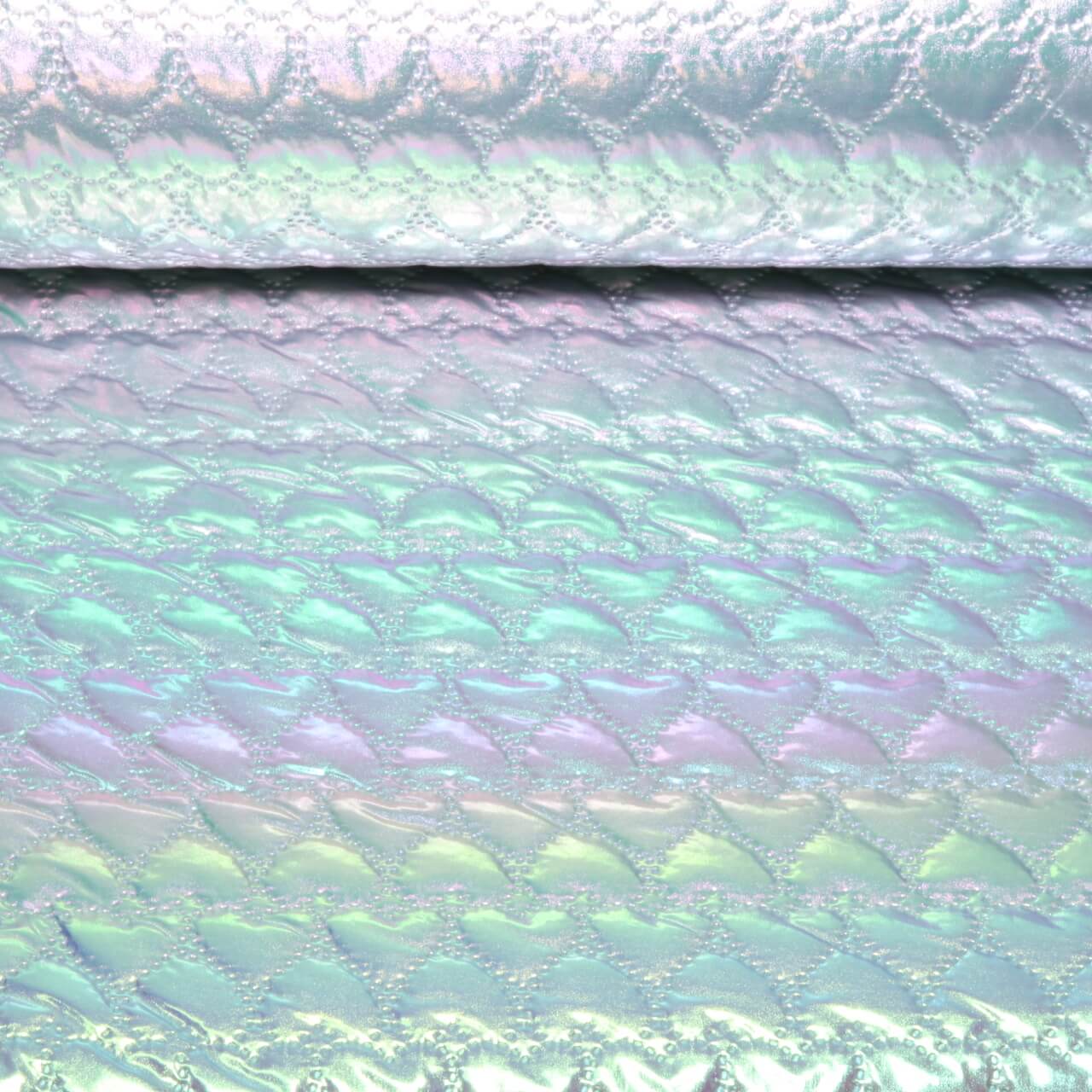 Tissu matelassé pour veste - Coeurs Argenté-0 Tissu matelassé pour veste - Coeurs Argenté-0