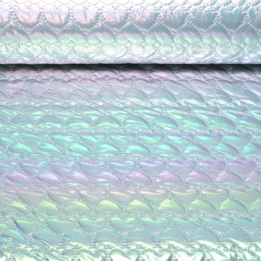 Tissu matelassé pour veste - Coeurs Argenté Tissu matelassé pour veste - Coeurs Argenté
