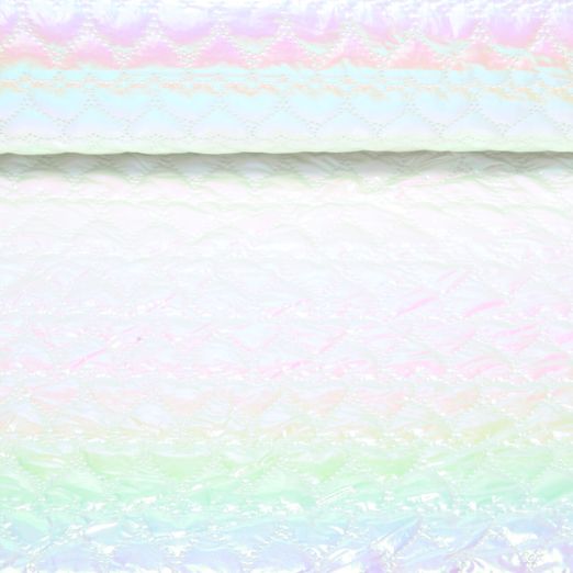 Tissu matelassé pour veste - Coeurs Blanc métallisé