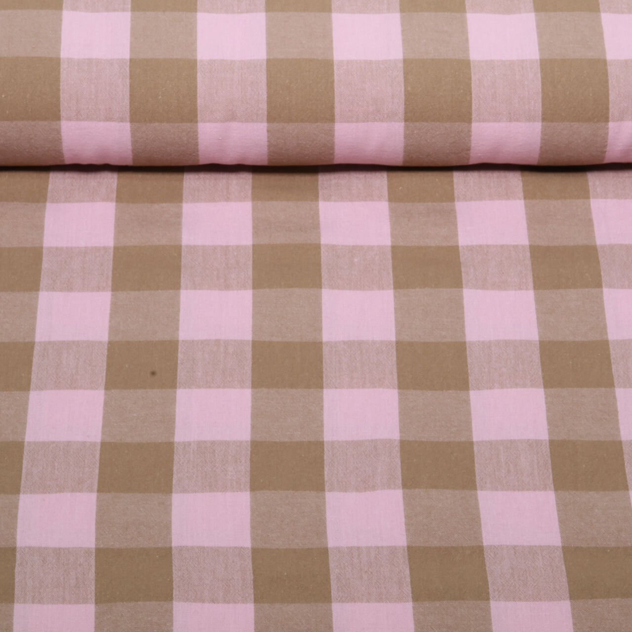Tissu en coton - Carreaux Rose Marron Teint dans la masse-0 Tissu en coton - Carreaux Rose Marron Teint dans la masse-0