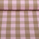 Tissu en coton - Carreaux Rose Marron Teint dans la masse