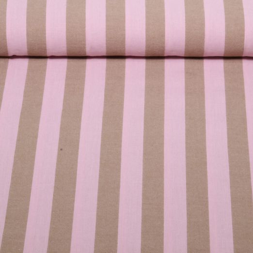 Coton tissé - Rayures Rose Marron Coton tissé - Rayures Rose Marron