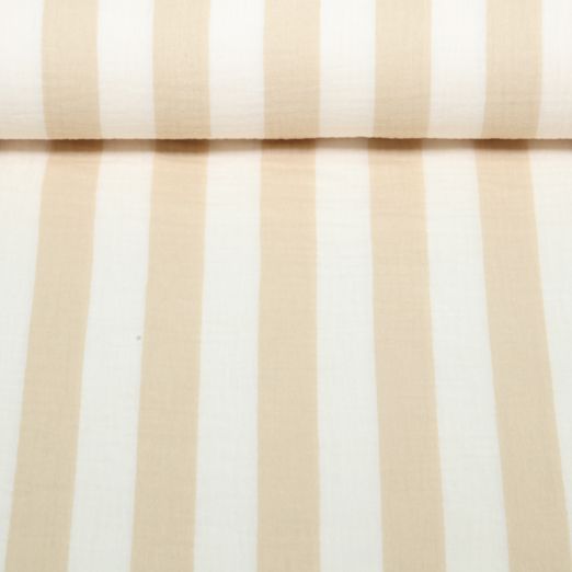 Gaze de coton - rayures Ecru Beige