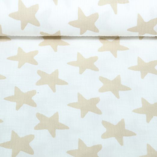 Gaze de coton - étoiles Ecru Beige Gaze de coton - étoiles Ecru Beige